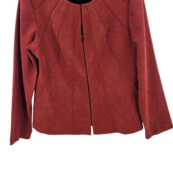 Vintage 80's R&K Originals Collarless Starburst Zip Up Blazer 14 Red Textured - Picture 6 of 10